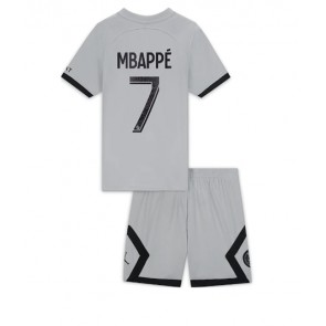 Paris Saint-Germain Kylian Mbappe #7 Bortedraktsett Barn 2022-23 Kortermet (+ Korte bukser)